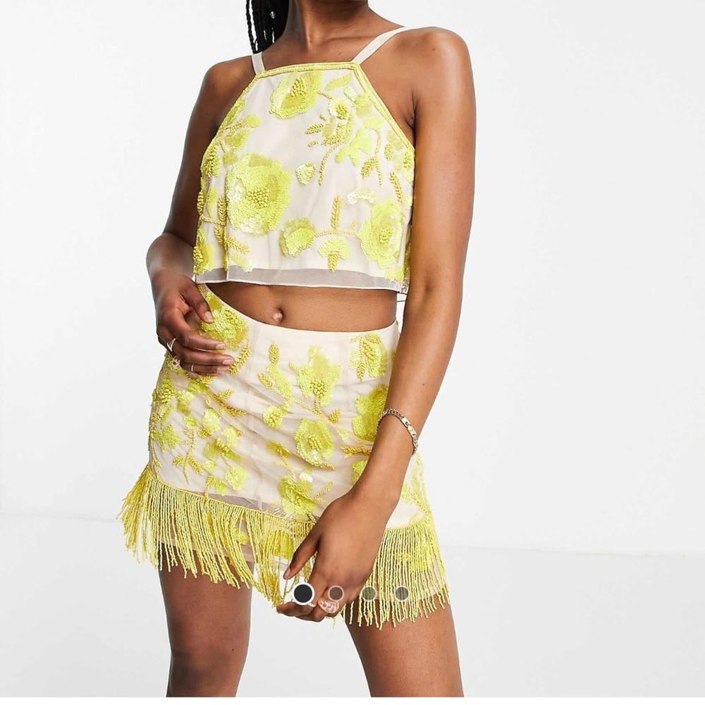 Miss Selfridge embellished floral sequin mini skirt